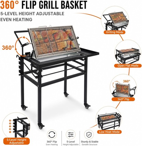Charcoal bbq flip - flip, 360°